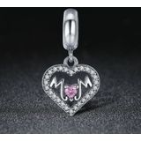 S925 Sterling Zilveren Hanger Hartvormige Hollow Ik hou van Mother Beads DIY Bracelet Ketting Accessoires