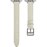 A Style Leather Strap Watchband For Apple Watch Series 6 & SE & 5 & 4 40mm / 3 & 2 & 1 38mm(White)