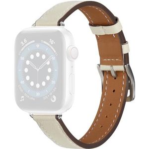 A Style Leather Strap Watchband For Apple Watch Series 6 & SE & 5 & 4 40mm / 3 & 2 & 1 38mm(White)