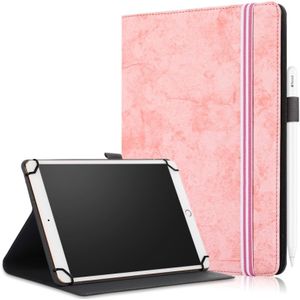 Voor 9-11 inch marmeren doek textuur horizontale flip universele tablet pc lederen kast met penslot & houder(roze)