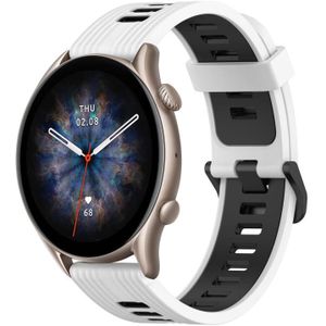 Voor Amazfit GTR 3 Pro 22mm verticaal patroon tweekleurige siliconen horlogeband (wit+zwart)