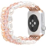 Voor Apple Watch 5 & 4 40mm / 3 & 2 & 1 38mm Pearl Crystal Watchband(Pearl + Pink Crystal)