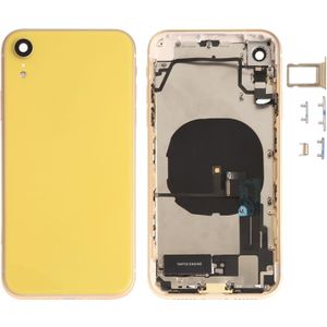 Batterij achterklep montage (met Zijknop & luidspreker & motor & camera lens & kaart lade & aan/uit-knop + volume knop + Oplaadpoort + signaal Flex-kabel & draadloze oplaad module) voor iPhone XR (geel)