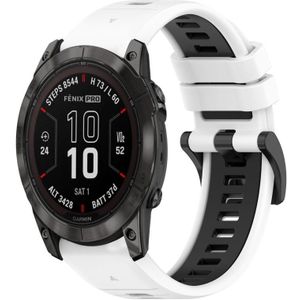 Voor Garmin Fenix 7X Pro 51 mm 26 mm sport tweekleurige siliconen horlogeband (wit + zwart)