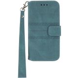 For Kyocera Android One S9 / Digno Sanga Edition Embossed Striped Magnetic Buckle Horizontal Flip Phone Leather Case(Green)