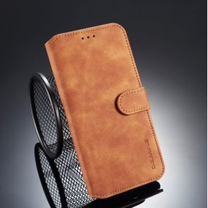 Dg. MING retro olie kant horizontale flip case voor iPhone XS/X  met houder & kaartsleuven & portemonnee (bruin)