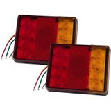 2 PCS Trailer / Truck C-type Square Shape 8LEDs Achterlicht met kentekenverlichtingsset