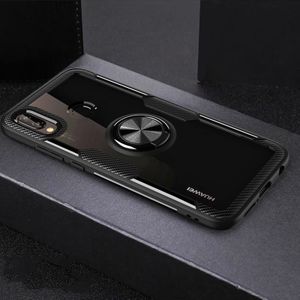 Scratchproof TPU + acryl ring beugel beschermende case voor Huawei P20 Lite (zwart)