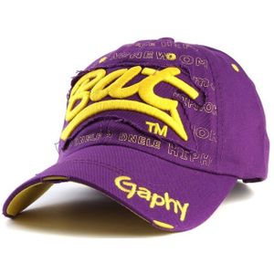 Borduurwerk brief patroon verstelbaar gebogen Eaves Baseballpet  hoofd omtrek: 54-62cm (paars geel)