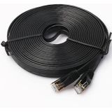 10m CAT7 10 Gigabit Ethernet Ultra platte patchkabel voor Modem Router LAN netwerk - gebouwd met afgeschermde RJ45-aansluitingen (zwart)