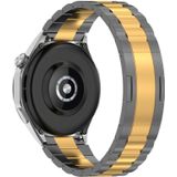 Voor Huawei Horloge GT4 / GT3 / GT2 / GT 46mm Drie Stammen HW Gesp Metalen Horlogeband (Grijs Goud)