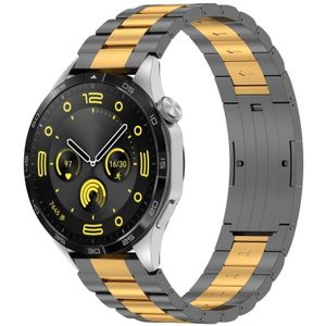 Voor Huawei Horloge GT4 / GT3 / GT2 / GT 46mm Drie Stammen HW Gesp Metalen Horlogeband (Grijs Goud)