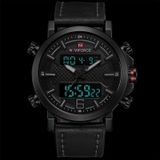 NAVIFORCE 9135 Sport horloge lederen waterdichte Quartz horloges datum LED analoge klok voor mannen