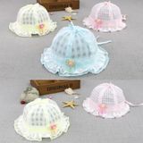 MZ5922 Lace Flower Princess Hat Summer Thin Baby Hat Sun Protection Hat  Maat: 46cm (Lichtroze)