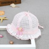 MZ5922 Lace Flower Princess Hat Summer Thin Baby Hat Sun Protection Hat  Maat: 46cm (Lichtroze)