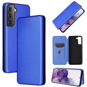 Voor Samsung Galaxy S30 Carbon Fiber Textuur Magnetische horizontale flip TPU + PC + PU lederen hoes met kaartsleuf(blauw)