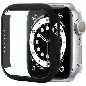 Shockproof PC Protective Case with Tempered Glass Film For Apple Watch Series 7 45mm(Black)