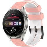 Voor Huawei Watch 3 Pro 22 mm voetbalpatroon tweekleurige siliconen horlogeband (roze + wit)