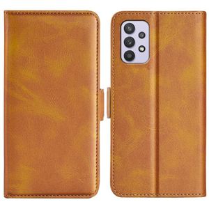 For Samsung Galaxy A53 5G Dual-side Magnetic Leather Case with Holder & Card Slots & Wallet(Yellow)