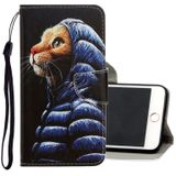Voor iPhone 8/7 3D gekleurde tekening horizontale Flip PU lederen draagtas met houder & kaartsleuven & portemonnee (Donsjas kat)