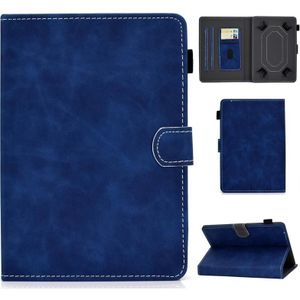 Voor 10 inch Tablet PC Universal Cowhide Texture Horizontale Flip Lederen Case met Holder & Card Slots & Pen Slot(Blauw)