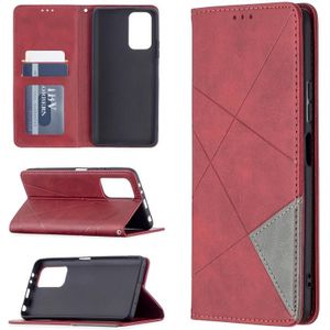 Voor Xiaomi Redmi Note 10 Pro Rhombus Textuur Horizontale Flip Magnetische Lederen Case met Houder &Amp; Kaart Slots (Rood)