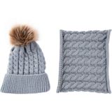 Gebreide warme ronde machinedop beschermt oormuts baby winterhoeden caps + sjaal pakken (grijs)
