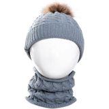 Gebreide warme ronde machinedop beschermt oormuts baby winterhoeden caps + sjaal pakken (grijs)