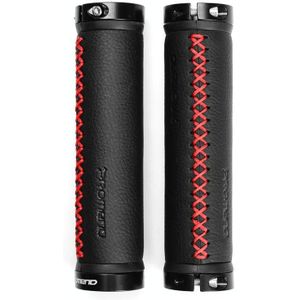 Promend GR-501 1 Paar Microfiber Lederen Mountain Bicycle Grips Cover (zwart rood)