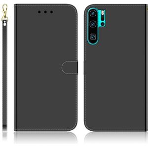 Voor Huawei P30 Pro Imitated Mirror Surface Horizontal Flip Leather Case met Holder & Card Slots & Wallet & Lanyard(Black)