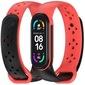 Voor Xiaomi Mi Band 5/6/7 Mijobs Two-Color TPU Silicone Watch Band (Black+Red)