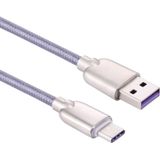 1m 5A Wires Woven USB-C / Type-C to USB 2.0 Data Sync Quick Lader Kabel  Voor Samsung Galaxy S8 & S8 PLUS / LG G6 / Huawei P10 & P10 Plus / Oneplus 5 / Xiaomi Mi6 & Max 2 en other Smartphones