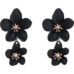 2 PCS Ladies Fashion Geometrische Bloemen oorbellen (Zwart)