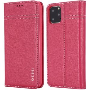 Voor iPhone 11 Pro Max GEBEI top-nerf leder horizontale Flip beschermende case met houder & kaartsleuven (Rose rood)