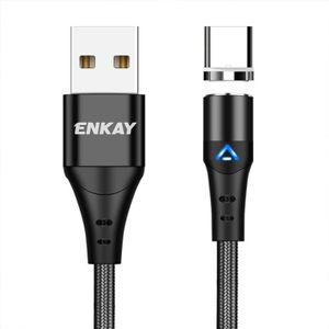 ENKAY 3A USB naar Type-C magnetische snellaaddatakabel met LED-licht  lengte: 1m