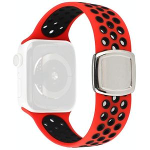 Dubbele Kleur Siliconen Vervanging Horlogebanden voor Serie 6 & SE & 5 & 4 44 MM / 3 & 2 & 1 42mm (rood zwart)