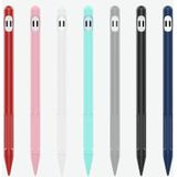 2 sets 4 in 1 stylus siliconen beschermhoes + anti-verloren touw + dubbele pen nip cover set voor Apple Potlood 1 (jade wit)