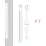 2 sets 4 in 1 stylus siliconen beschermhoes + anti-verloren touw + dubbele pen nip cover set voor Apple Potlood 1 (jade wit)