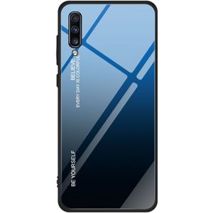 Voor Galaxy A70 gradint kleur glas geval (blauw)