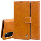 Voor Galaxy S20 Business Style Oil Wax Texture Horizontal Flip Leather Case  met Holder & Card Slots & Wallet(Brown)