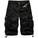 Zomer Multi-pocket Solid Color Loose Casual Cargo Shorts voor mannen (kleur: zwart maat: 30)