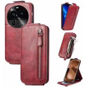 Voor OPPO Find X6 Pro Zipper Wallet Vertical Flip Leather Phone Case (Rood)