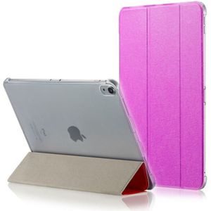 Zijde textuur horizontale Flip magnetische PU lederen case voor iPad Pro 11 inch (2018)  met drie-opvouwbare houder & slaap/Wake-up functie (Rose Red)