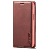 Voor iPhone 12 LC. IMEEKE LC-001 Serie PU + TPU Kleur bijpassende mat ijzige horizontale flip lederen kast met Holder & Card Slot(Rood)