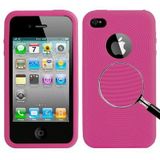 iPhone 4 & 4S Circkel structuur Siliconen back cover Hoesje (hard roze)