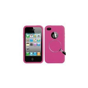iPhone 4 & 4S Circkel structuur Siliconen back cover Hoesje (hard roze)