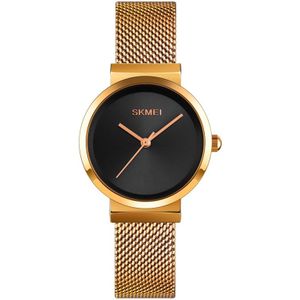 Skmei 1595 Fashion Elegant Scale Free Steel Mesh Belt Women's Watch Waterproof Business Student Quartz Watch Female (Gold)