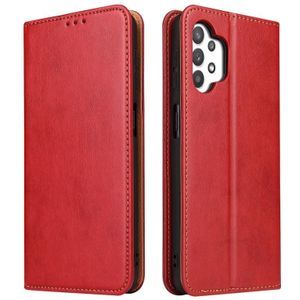 Voor Samsung Galaxy A32 5G Fierre Shann PU originele lederen textuur horizontale flip lederen hoesje met houder en kaart slots &portemonnee (rood)