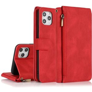 Skin-feel Crazy Horse Texture Zipper Portemonnee Tas Horizontale Flip Lederen Case met Houder & Kaart Slots & Portemonnee & Lanyard Voor iPhone 11 (Rood)