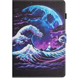 Voor Amazon Kindle Fire HD10/HD10 Plus 2021 Gekleurde Tekening Stiksels Lederen Tablet Smart Case (Sea Wave)